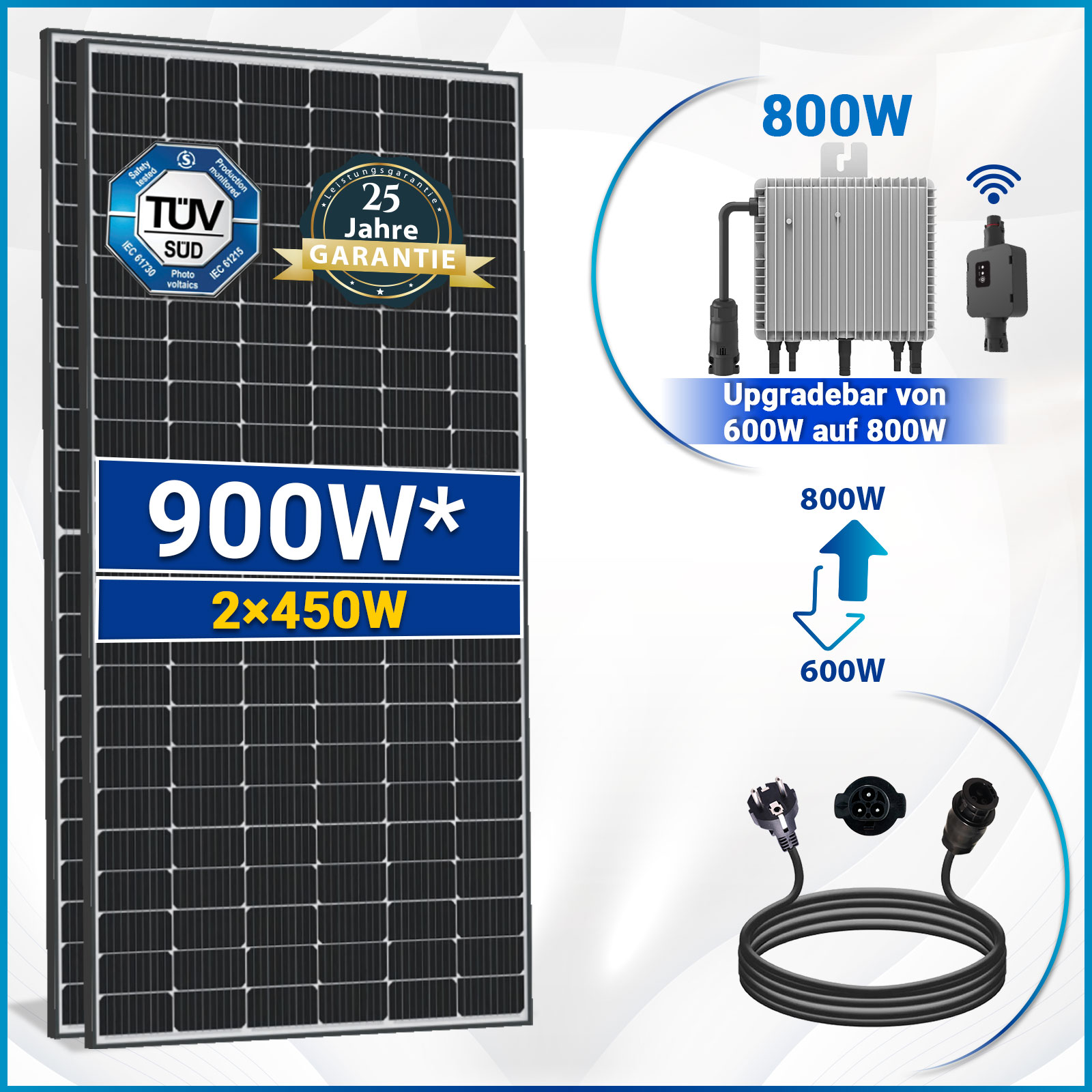900W Balkonkraftwerk inkl. 450W Solarmodule, Neu Generation